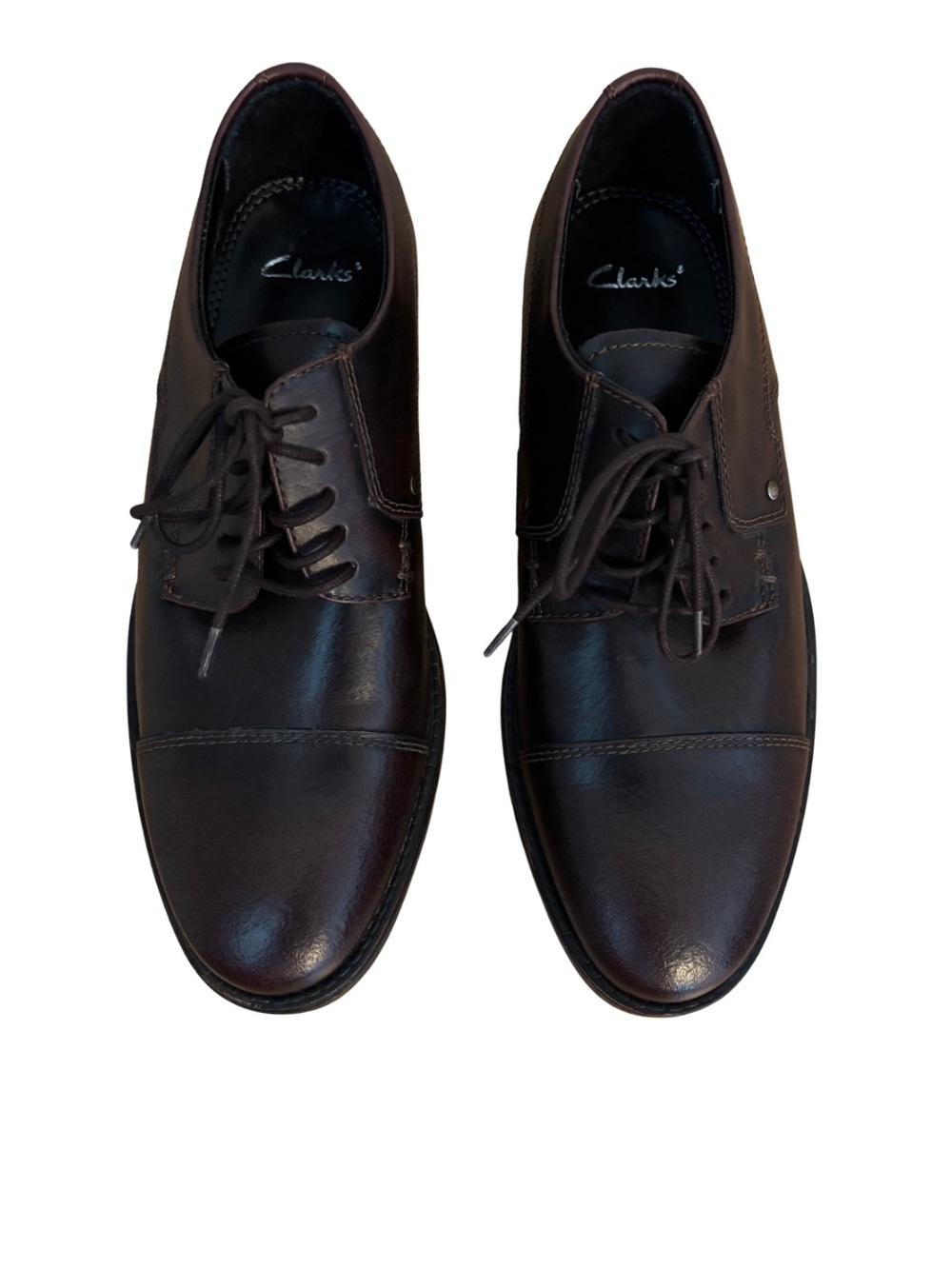 Clarks “Steadwell Captoe“ Leather Oxford Shoes - Espresso